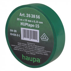 263856 Изолента ПВХ, цвет зеленый, шир. 19 мм, длина 20 м, d 74 мм (Haupa)