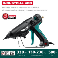 06843-300-12 Электрический термоклеевой пистолет KRAFTOOL Industrial 400, d 11 - 12 мм, 50 г/мин, 130 - 230°C