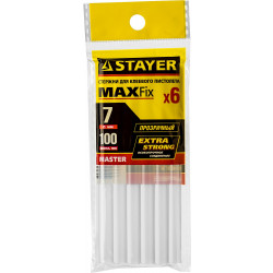 2-06817-T-S06 Стержни STAYER ''MASTER'' для клеевых (термоклеящих) пистолетов, прозрачные, 7х100мм, 6шт
