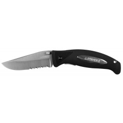 47623 Нож STAYER ''PROFI'' складной,серрейторная заточка, эргономичная пластиковая рукоятка, лезвие 80мм