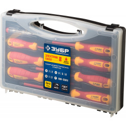 25268 Набор: Отвертки SL 3, 5, 6 / PH 1, 2 / PZ 1, 2, тестер 100-250 В, ЗУБР ''ПРОФЕССИОНАЛ'', в кейсе, 8 предметов