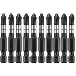 26191-2-50-S10 Биты KRAFTOOL Impact Pro, Philips, тип хвостовика E 1/4'', PH2, 50мм, 10шт, в пластиковом боксе