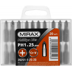 26251-1-25-20 Биты MIRAX PH№1, тип хвостовика C 1/4'', длина 25мм, 20шт