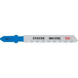 15994-1.1_z02 Полотна STAYER, T118GF, для эл/лобзика, Bi-Metall, по металлу (0,5-1,5мм), T-хвост., шаг 1,1мм, 50мм, 2шт