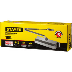 37917-100 Доводчик дверной STAYER, для дверей массой до 100 кг, цвет коричневый