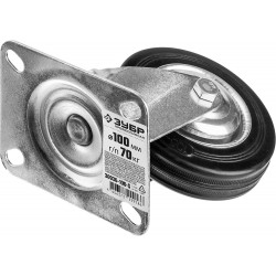 30936-100-S Колесо поворотное d=100 мм, г/п 70 кг, резина/металл, игольчатый подшипник, ЗУБР