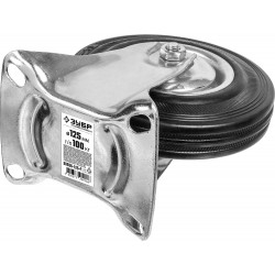 30936-125-F Колесо неповоротное d=125 мм, г/п 100 кг, резина/металл, игольчатый подшипник, ЗУБР