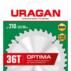 Диск пильный по дереву URAGAN Optima 210х32/30мм 36Т 36801-210-32-36_z01