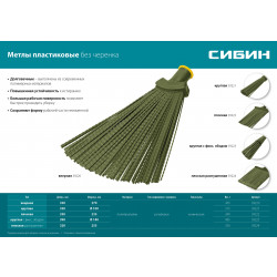 39224_z01 Плоская пластиковая метла СИБИН 320х255мм, распушенная гибкая, полипропилен, коническое резьбовое соединение