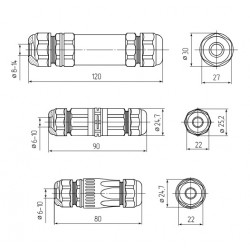 89665 Коннектор кабельный I-образный FFC-22/4Р-IP68 (Fortisflex)