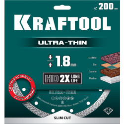 36685-200 KRAFTOOL ULTRA-THIN 200х1.8 мм ультратонкий алмазный диск
