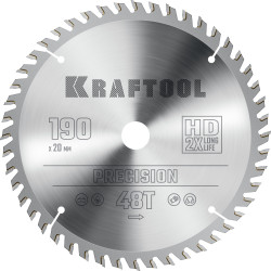 36952-190-20 KRAFTOOL PRECISION 190х20мм 48Т, диск пильный по дереву
