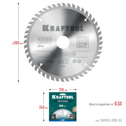 36952-200-32 KRAFTOOL PRECISION 200х32мм 48Т, диск пильный по дереву