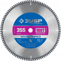 36907-355-25.4-100_z01 ЗУБР Мультирез 355х25.4мм 100Т, диск пильный по алюминию