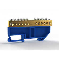 Шина нулевая на DIN-изоляторе 8х12мм 12 отвер. латунь TOKOV ELECTRIC TKE-BCB-812-12-DIN/N