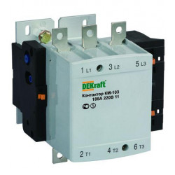 Контактор КМ-103 185А кат. 220В AC 1НО+1НЗ AC-3 DEKraft 22154DEK