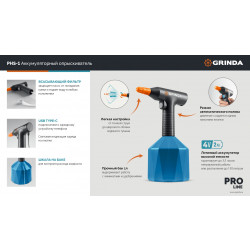 Аккумуляторный опрыскиватель PHS-1 GRINDA 1 л, PROLine
