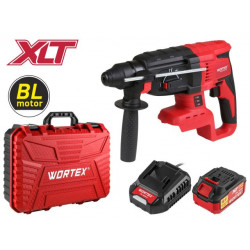 Аккум. перфоратор WORTEX CRH 1824-2 в чем. ALL1 XLT SET БЕСЩЕТ., 18 В, 2.6 Дж, 26 мм, 1х4 А*ч (вес 2.4 кг, 4 режима) 0329285