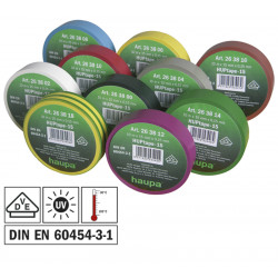 263861 Изолента ПВХ Rainbow, разноцветная, шир. 19мм, длина 20 м, d 60 мм (10шт) (Haupa)
